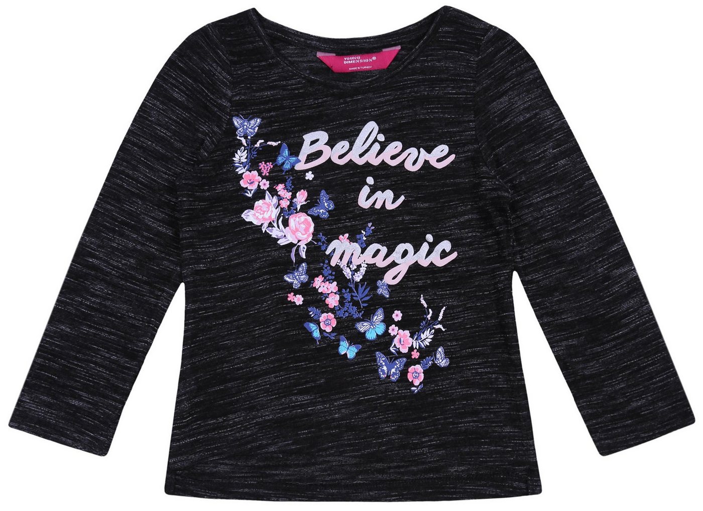 Sarcia.eu Langarmbluse Schwarzgraue Bluse Blumen gemustert aus Melangestoff 5-6 Jahre von Sarcia.eu