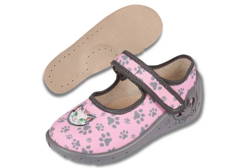 Sarcia.eu Mädchen Kinderhausschuhe mit Ledersohle, rosa, Weronika, Katze Hausschuh von Sarcia.eu
