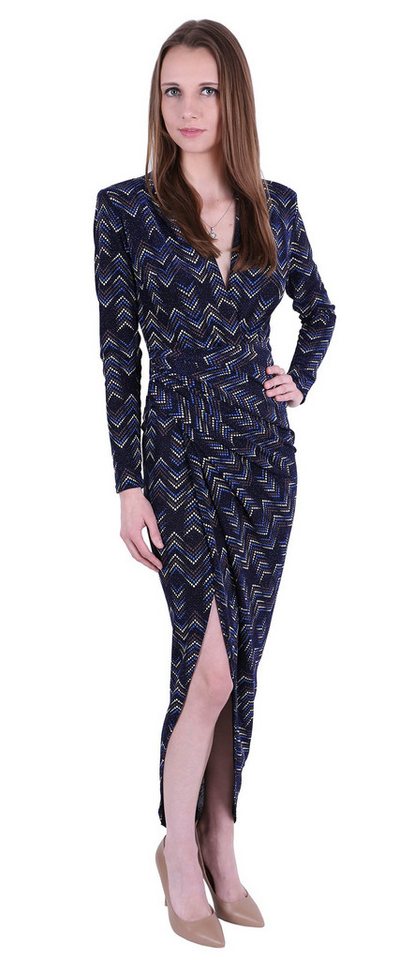 Sarcia.eu Maxikleid Dunkelblaues Maxi-Kleid, Drapierung, geometrischen Mustern John Zack L von Sarcia.eu
