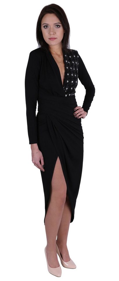 Sarcia.eu Maxikleid John Zack schwarzes Maxi-Kleid mit Pailetten und Drapierung S von Sarcia.eu