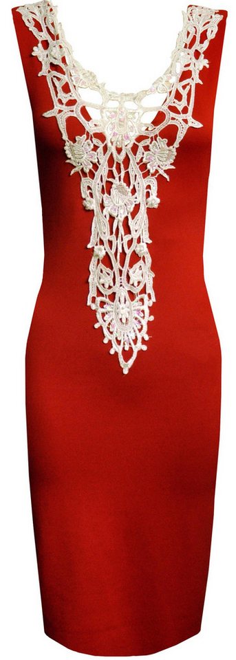 Sarcia.eu Midikleid John Zack Rotes Midi-Kleid mit Deko-Spitze S von Sarcia.eu