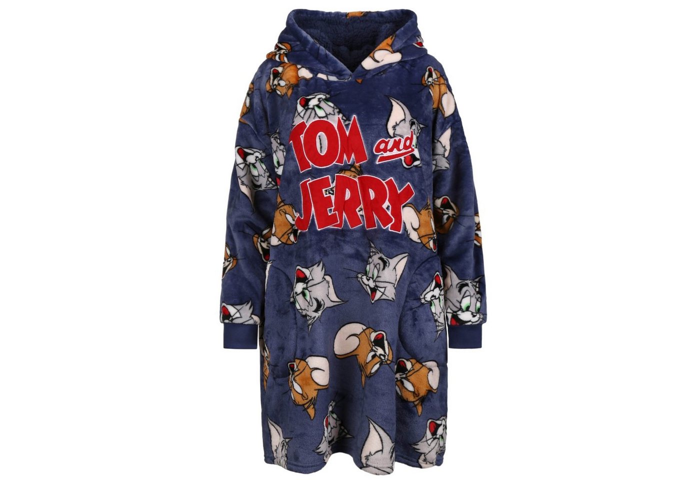 Sarcia.eu Morgenmantel Tom und Jerry Damen-Sweatshirt/Bademantel mit Kapuze, dunkelblau M-L von Sarcia.eu