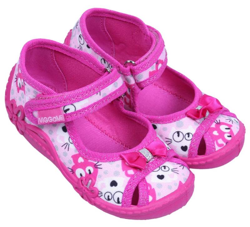 Sarcia.eu Pinke Mädchenschuhe Hausschuhe mit Katzen Klettverschluss ZULKA DRUK Hausschuh von Sarcia.eu