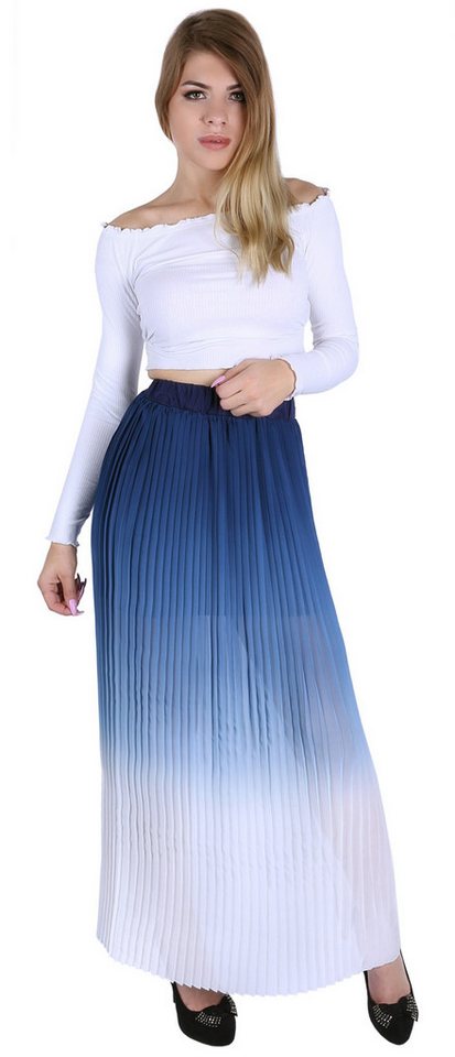 Sarcia.eu Plisseerock John Zack Blau-cremefarbiger Maxirock plissiert M von Sarcia.eu