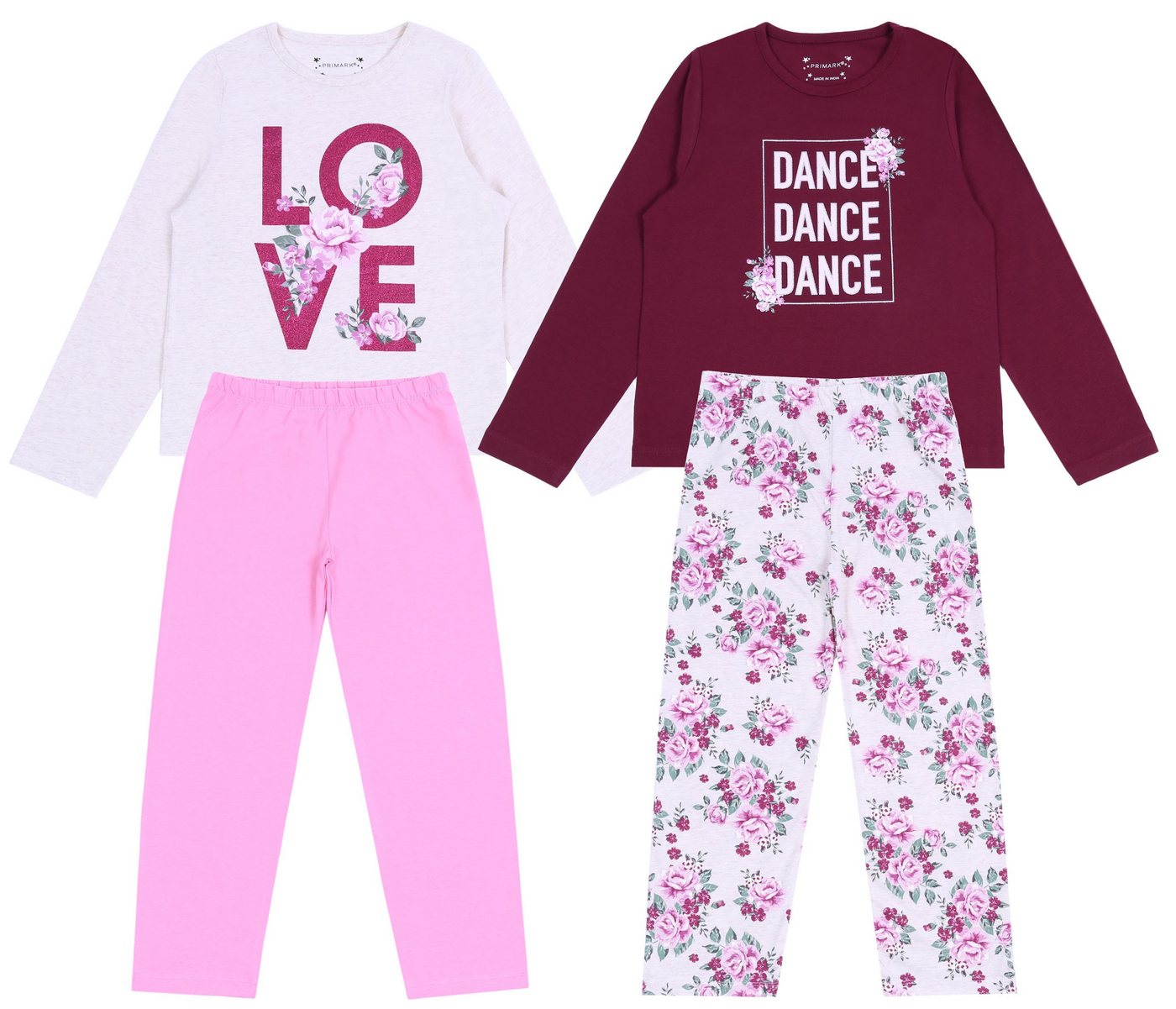 Sarcia.eu Pyjama 2 x Beigefarbig-pinkes Pyjama mit Rosen gemustert 10-11 Jahre von Sarcia.eu