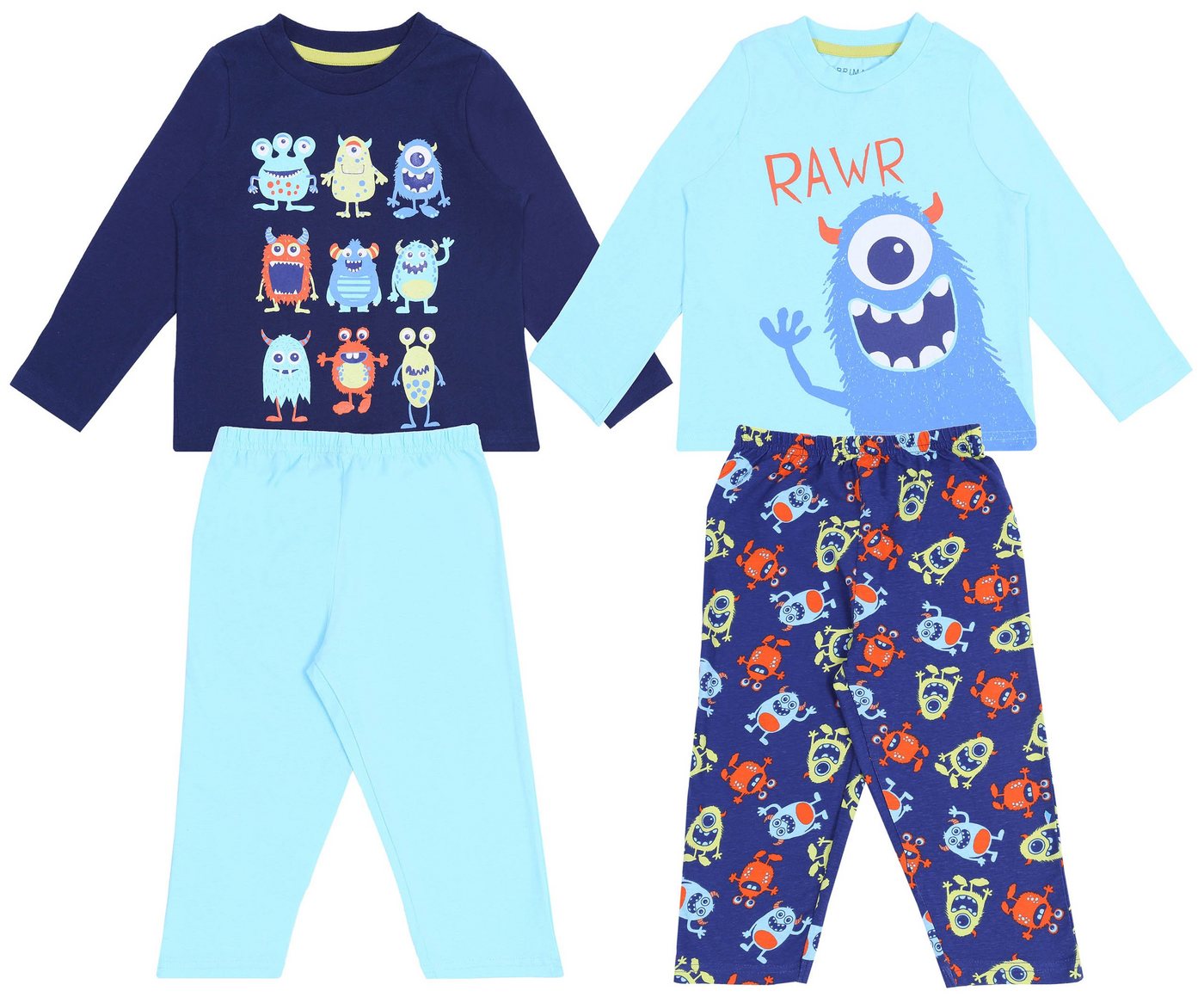 Sarcia.eu Pyjama 2 x Blaues Pyjama mit Monster-Motiv 3-4 Jahre von Sarcia.eu