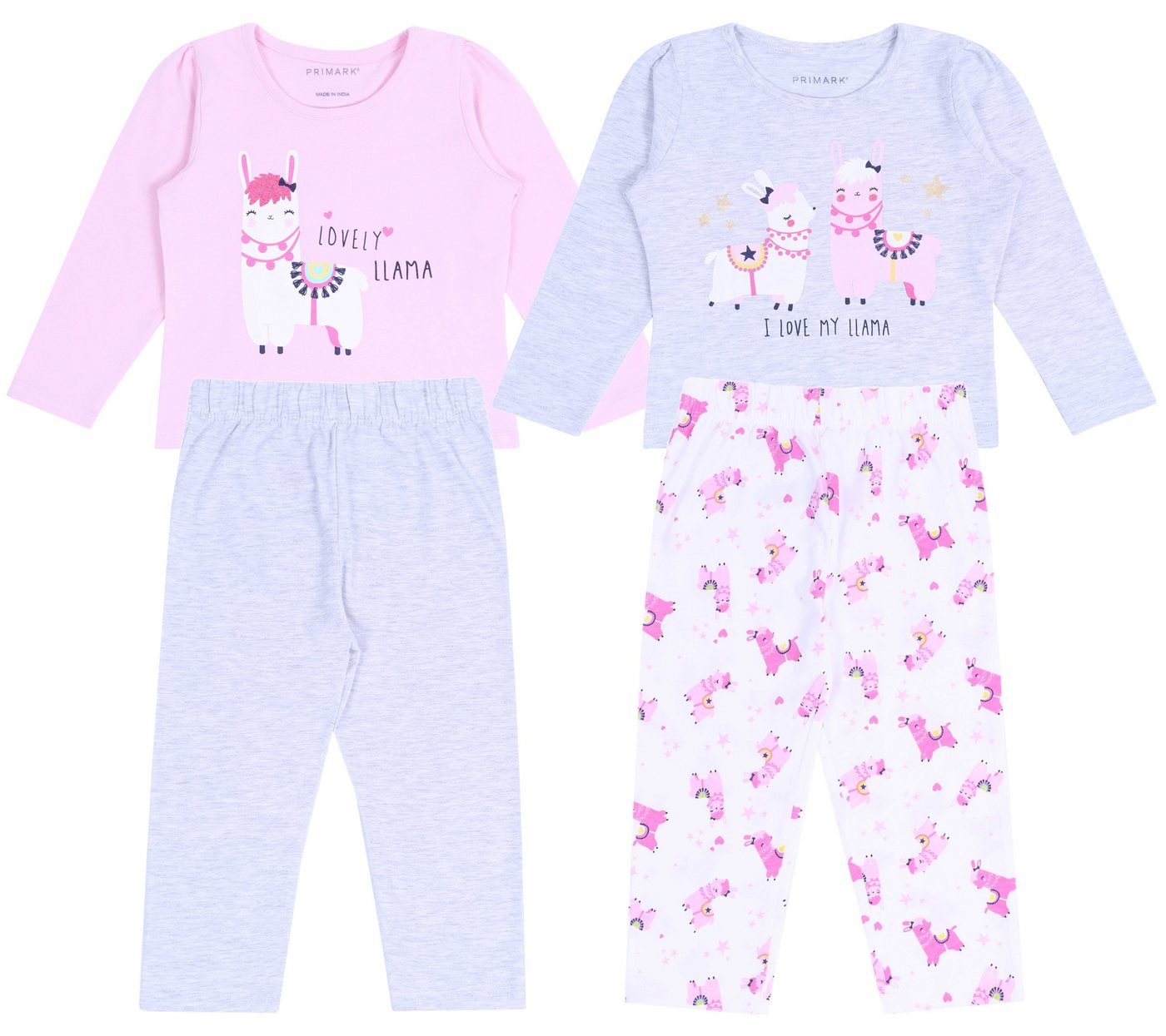 Sarcia.eu Pyjama 2 x Rosa-graues Pyjama mit Lama-Motiv 5-6 Jahre von Sarcia.eu