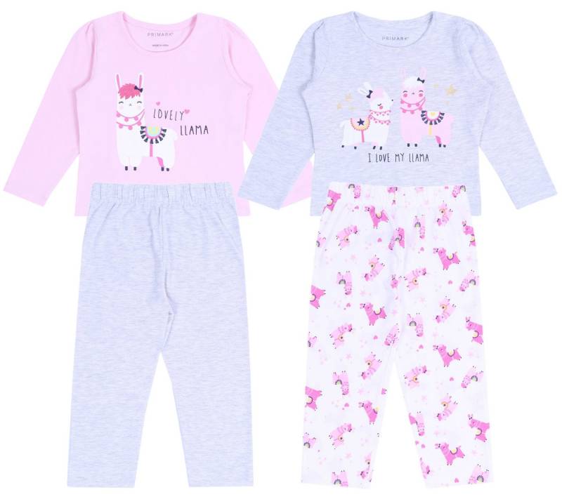 Sarcia.eu Pyjama 2 x Rosa-graues Pyjama mit Lama-Motiv 5-6 Jahre von Sarcia.eu