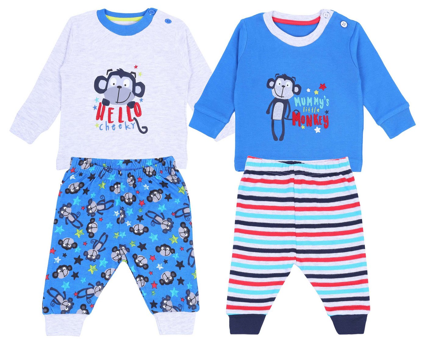 Sarcia.eu Pyjama 2 x blaues Pyjama mit Affen gemustert 9-12 Monate von Sarcia.eu