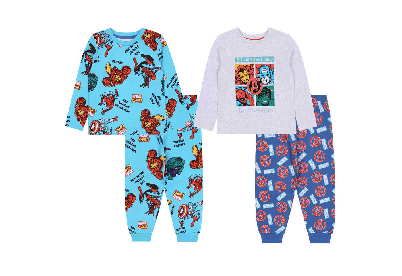 Sarcia.eu Pyjama 2x Blau-graues Pyjama/Schlafanzug mit langen Ärmel MARVEL 3-6 Monate von Sarcia.eu
