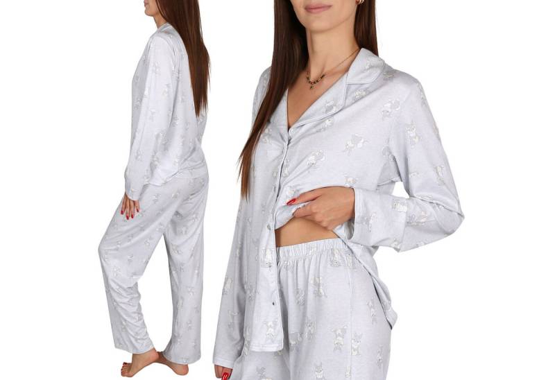 Sarcia.eu Pyjama DISNEY Klopfer Damen Pyjama Set, lange Ärmel, weite Beine, Knöpfe von Sarcia.eu
