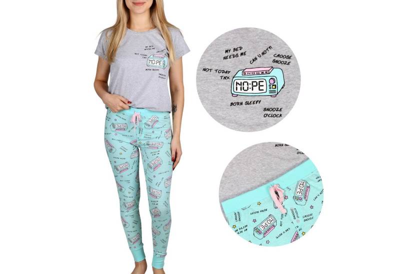 Sarcia.eu Pyjama Grau-türkises Wecker-Pyjama XL von Sarcia.eu