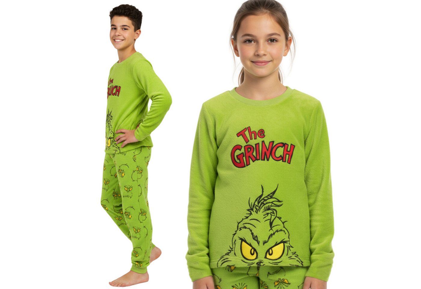 Sarcia.eu Pyjama Grinch Kinder Pyjama, warmer Polar-Schlafanzug für den Winter von Sarcia.eu