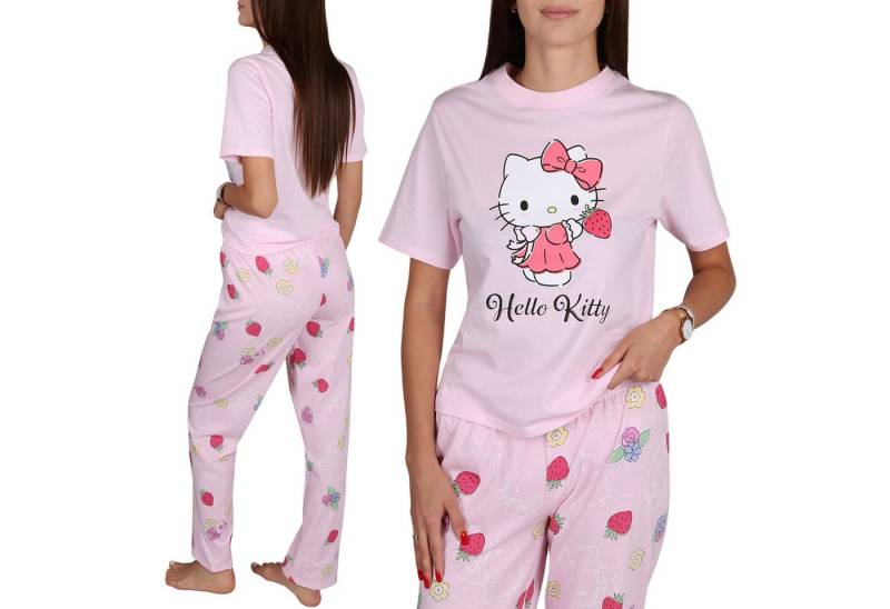 Sarcia.eu Pyjama Hello Kitty Damen Pyjama 2-teilig, kurzarm, weite Hose, 100% Baumwolle von Sarcia.eu