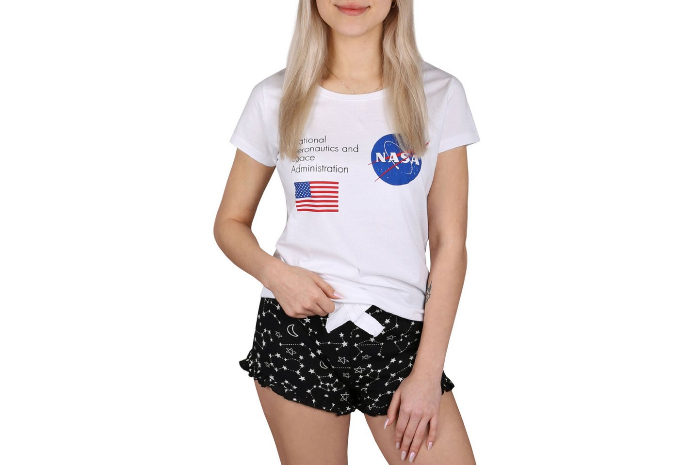 Sarcia.eu Pyjama NASA Kurzärmliger Sommer-Baumwollpyjama für Damen L von Sarcia.eu