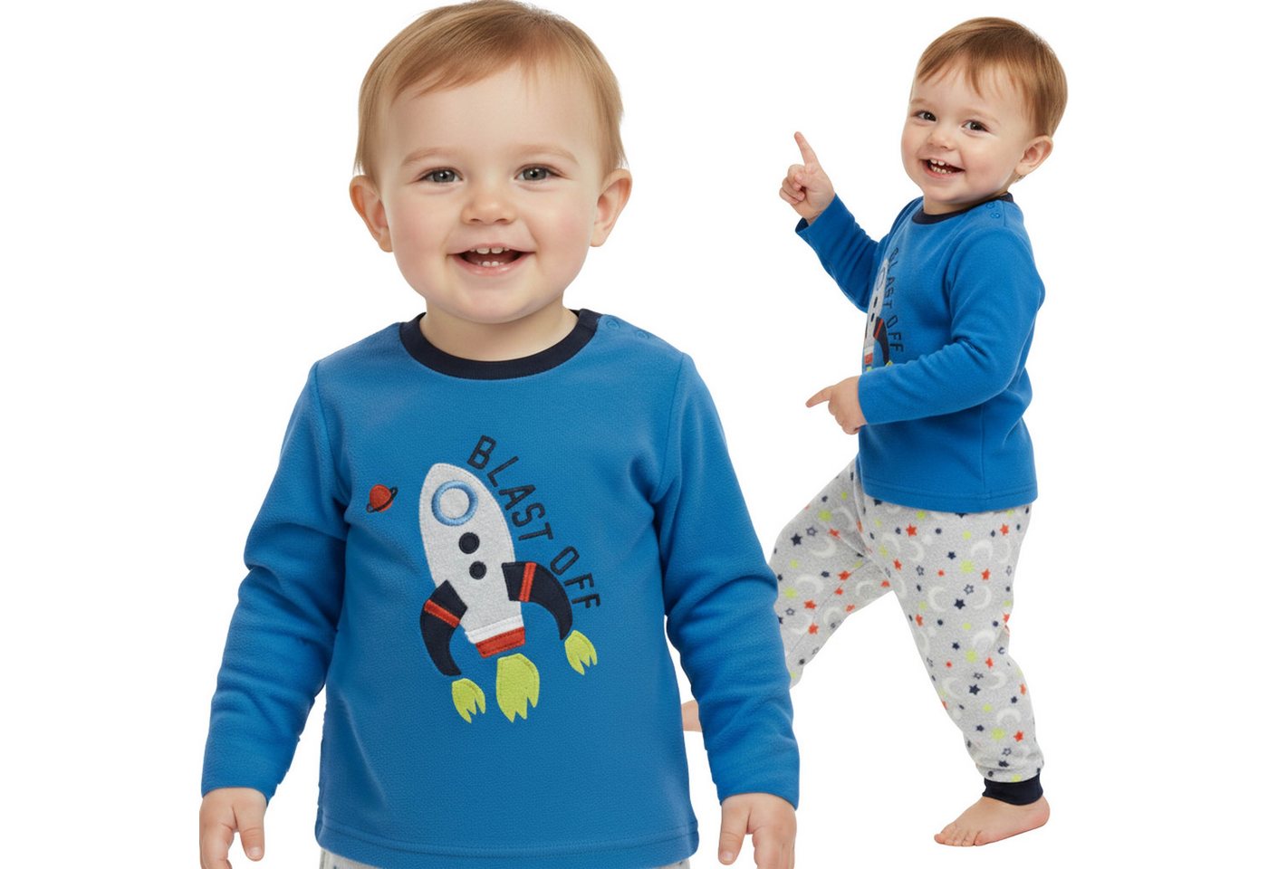 Sarcia.eu Pyjama Warmer Raketen-Pyjama für Jungen, zweiteilig, Fleece, lange Hose von Sarcia.eu