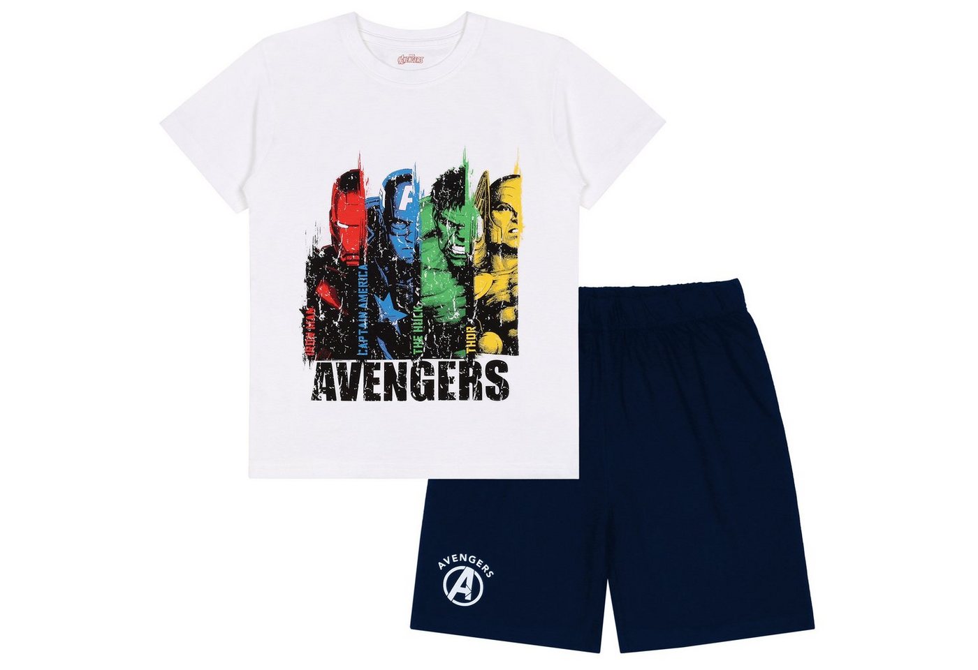 Sarcia.eu Pyjama The Avengers Marvel Sommer Pyjama für Jungen, weiß-marineblau, kurzarm von Sarcia.eu