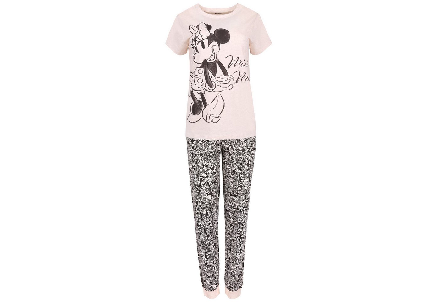 Sarcia.eu Pyjama Zweiteiliges beige-schwarzes Pyjama mit Leopardenmuster Minnie Maus S von Sarcia.eu