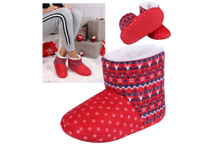 Sarcia.eu Rote Hausschuhe für Kinder mit weihnachtlichem Muster 30-31 EU Hüttenschuhe von Sarcia.eu