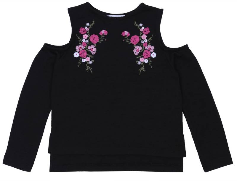 Sarcia.eu Rundhalspullover Schwarzer Blumenpullover, ausgeschnittene Schulternärmel 12-13 Jahre von Sarcia.eu