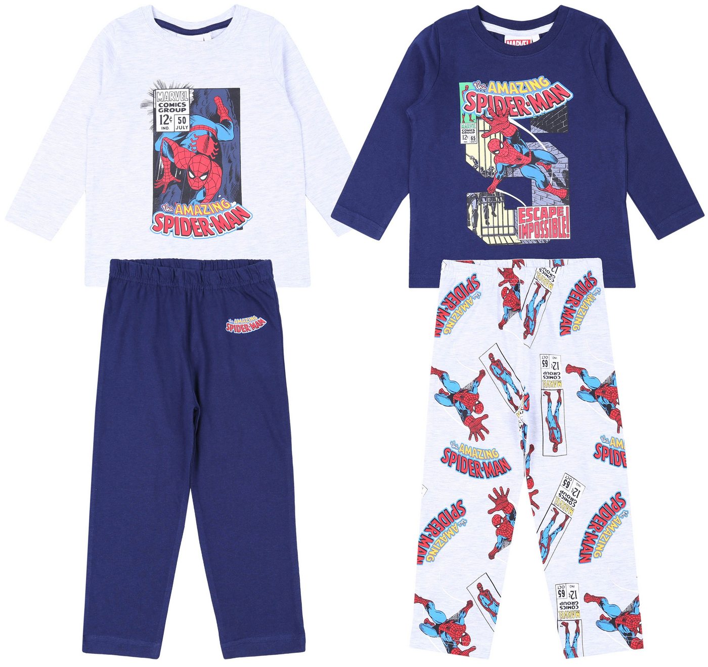 Sarcia.eu Schlafanzug 2x Grau-Marine Pyjama SPIDER-MAN Marvel 3-4 Jahre von Sarcia.eu