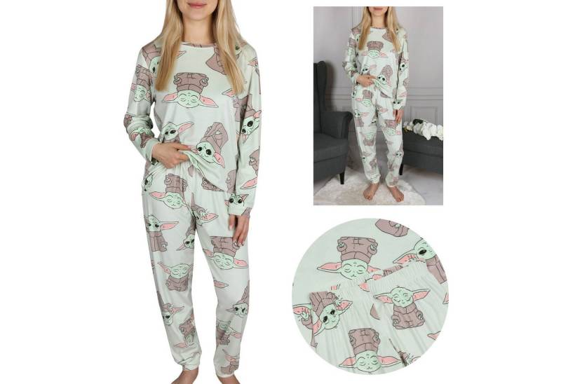 Sarcia.eu Schlafanzug DISNEY Baby Yoda Hellgrüner Damen Pyjama, Velours,langarm, S von Sarcia.eu
