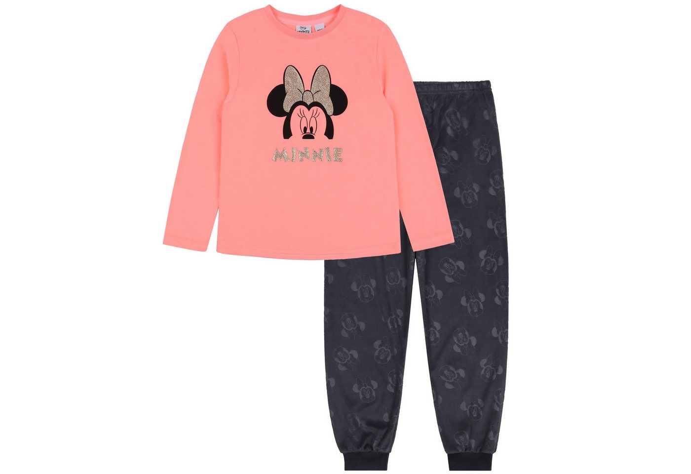 Sarcia.eu Schlafanzug DISNEY Minnie Maus Pyjama für Mädchen, grau-orangefarben 7-8 Jahre von Sarcia.eu