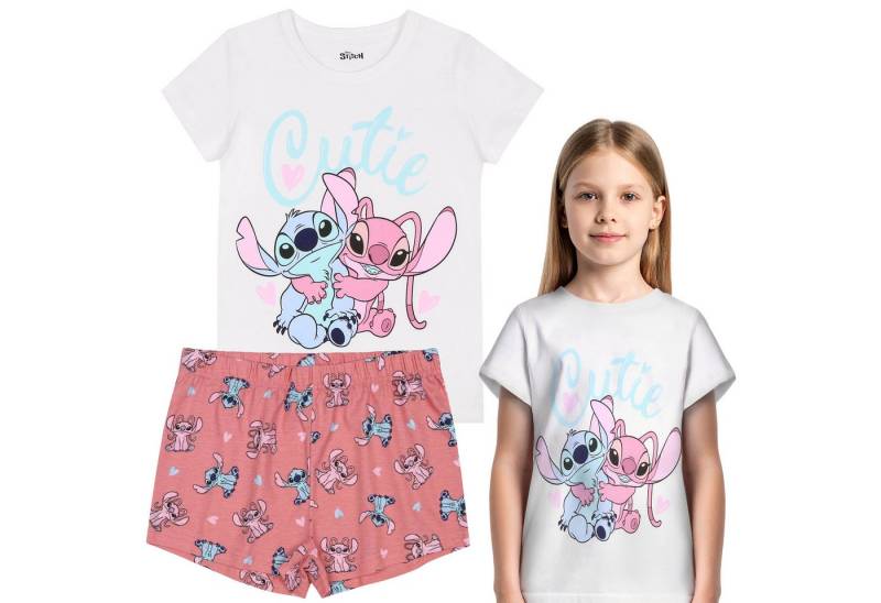 Sarcia.eu Schlafanzug DISNEY Stitch Angel kurzarm Mädchenschlafanzug, 100% Baumwolle von Sarcia.eu