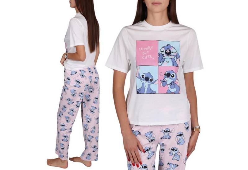 Sarcia.eu Schlafanzug DISNEY Stitch Damen Baumwollpyjama 2-teilig, Kurzarm, lange Hose von Sarcia.eu
