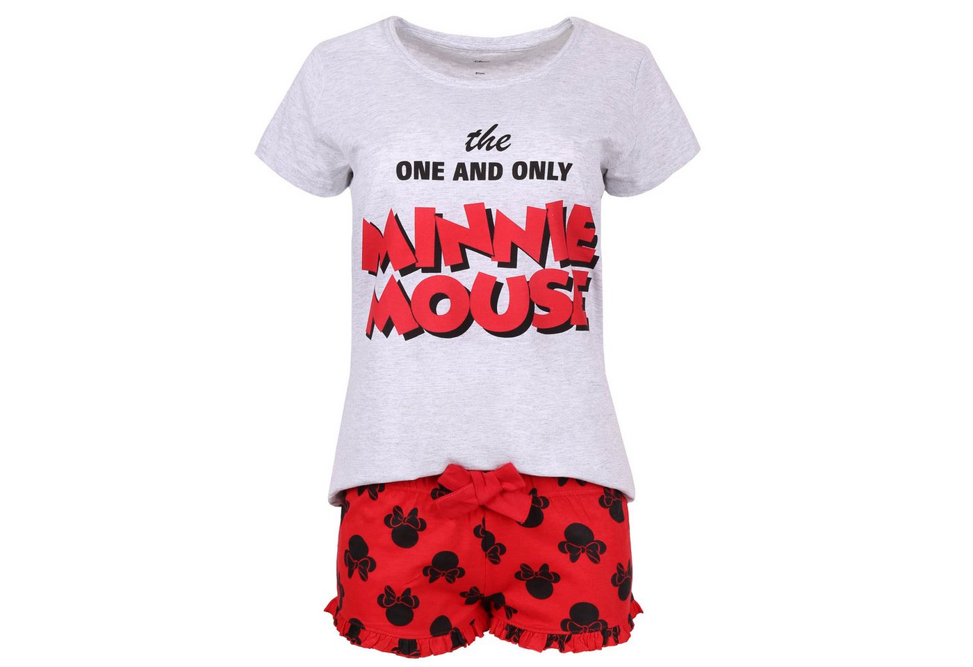 Sarcia.eu Schlafanzug Grau-rotes Damenpyjama mit Rüschen kurze Ärmel Minnie Maus DISNEY S von Sarcia.eu