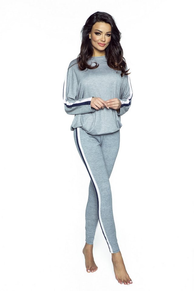 Sarcia.eu Schlafanzug Graues Pyjama mit Streifen PIGEON XL von Sarcia.eu