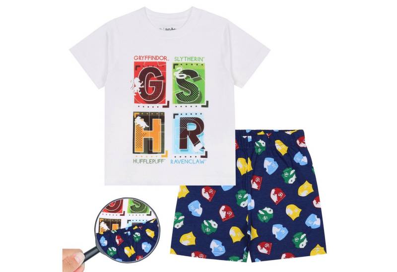 Sarcia.eu Schlafanzug Harry Potter kurzarm Pyjama für Jungen, weiß-dunkelblau,122 cm von Sarcia.eu