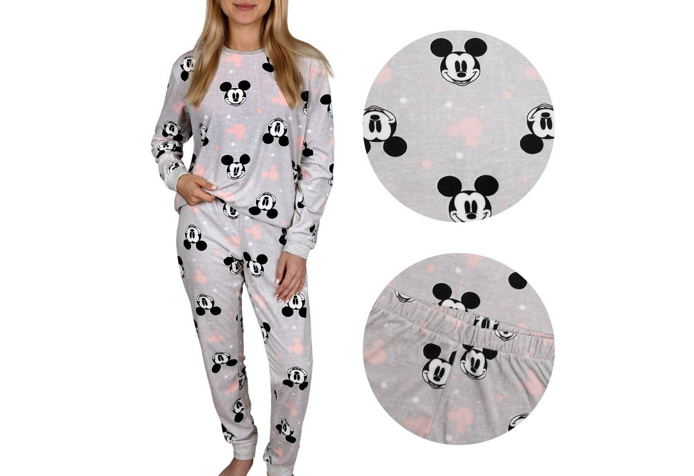 Sarcia.eu Schlafanzug Mickey Mouse Damen-Pyjama, grau mit langen Ärmeln, plus size 4XL von Sarcia.eu