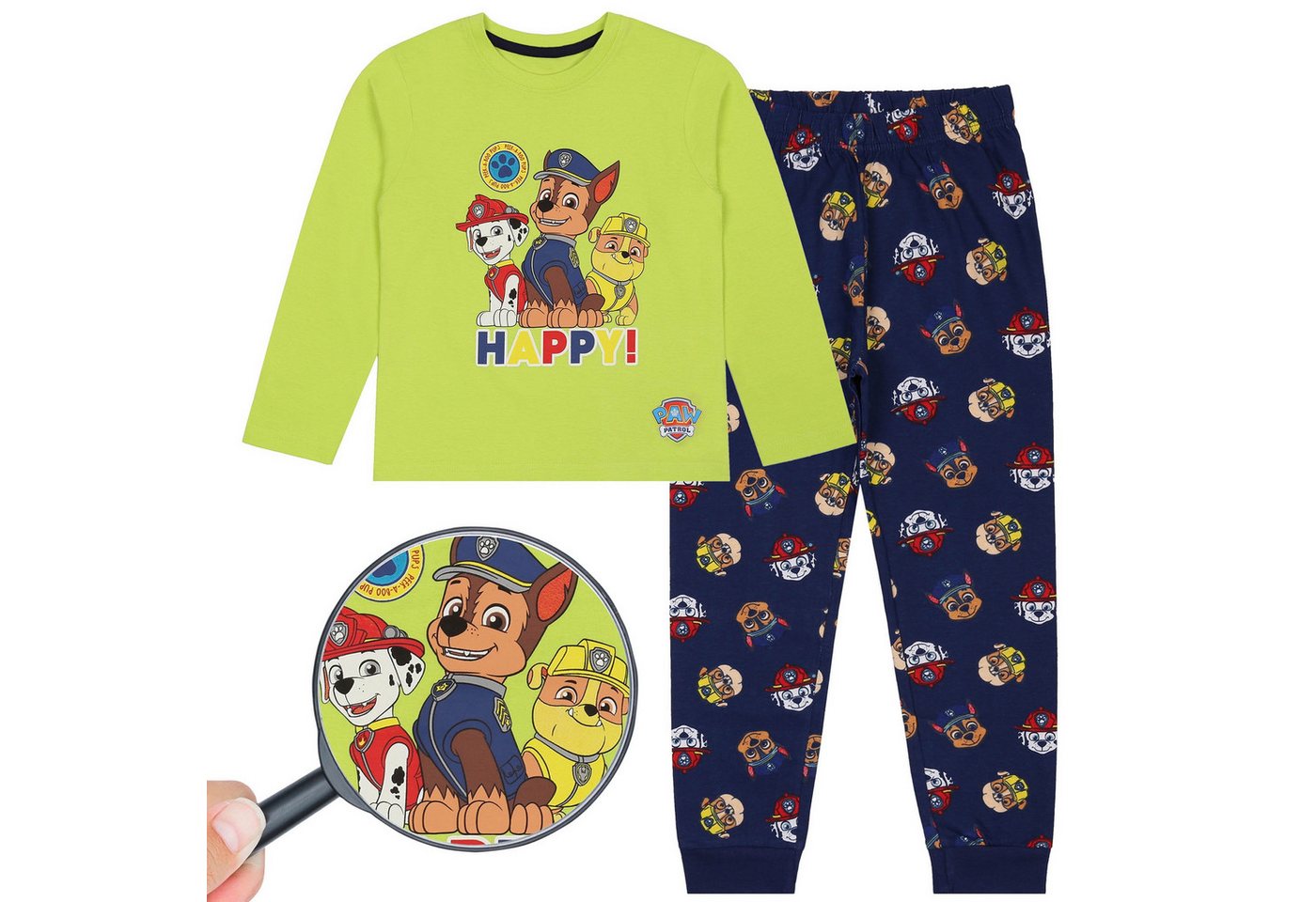 Sarcia.eu Schlafanzug Paw Patrol Jungen, langarm Schlafanzug, grün-dunkelblau, 122 von Sarcia.eu