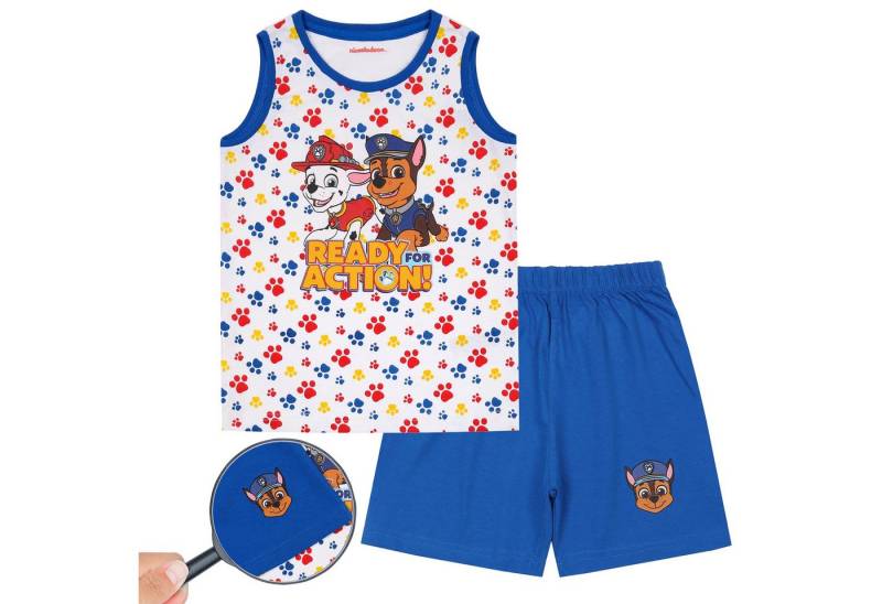 Sarcia.eu Schlafanzug Paw Patrol Marshall Chase Jungen-Pyjama mit Trägern Weiß-Blau 98 cm von Sarcia.eu