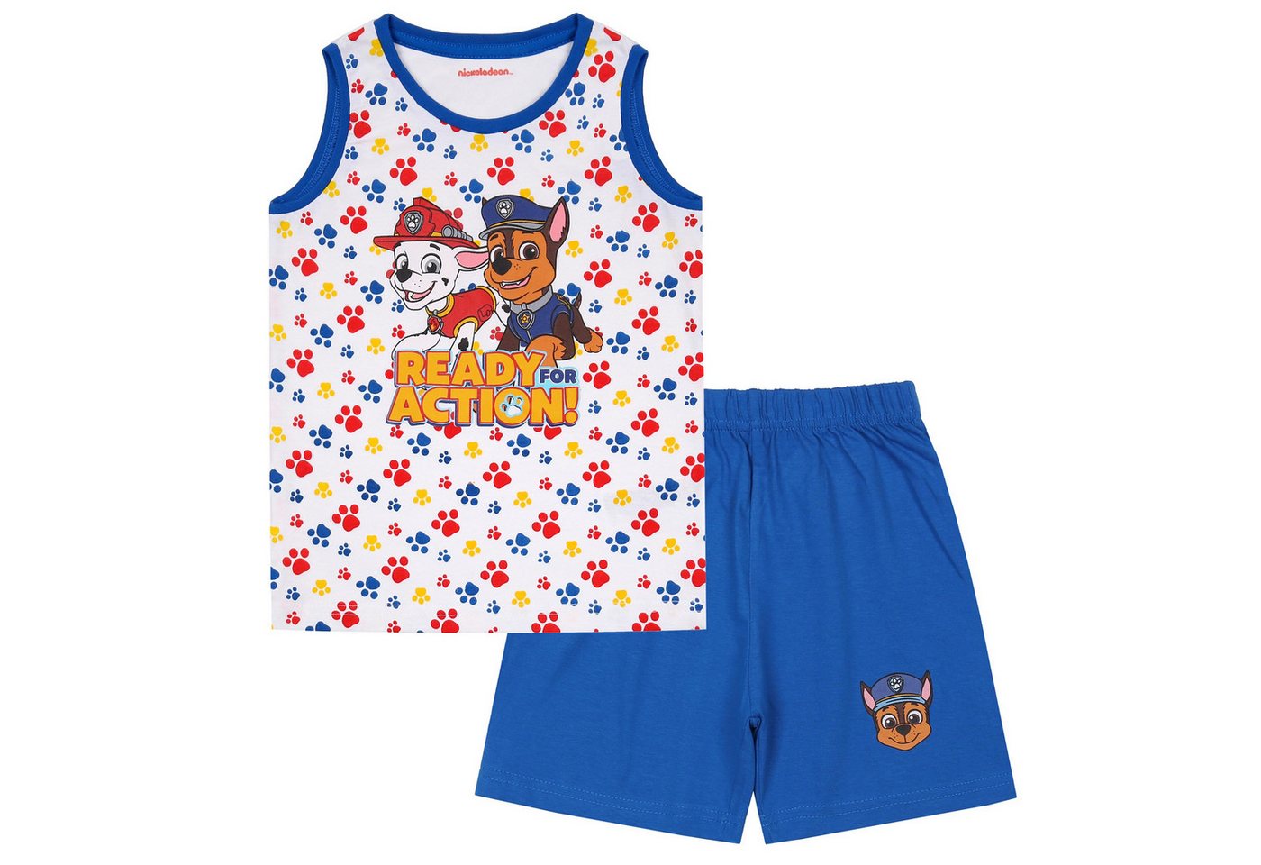 Sarcia.eu Schlafanzug Paw Patrol Marshall Chase Trägerloser Jungen-Pyjama, Weiß-Blau 7 Jahre von Sarcia.eu