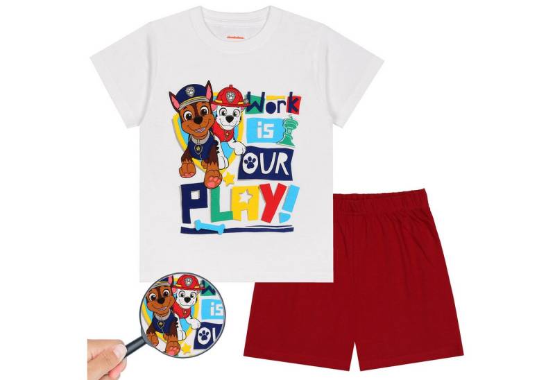 Sarcia.eu Schlafanzug Paw Patrol rot-weißer Jungen Schlafanzug mit kurzer Hose 7 Jahre von Sarcia.eu