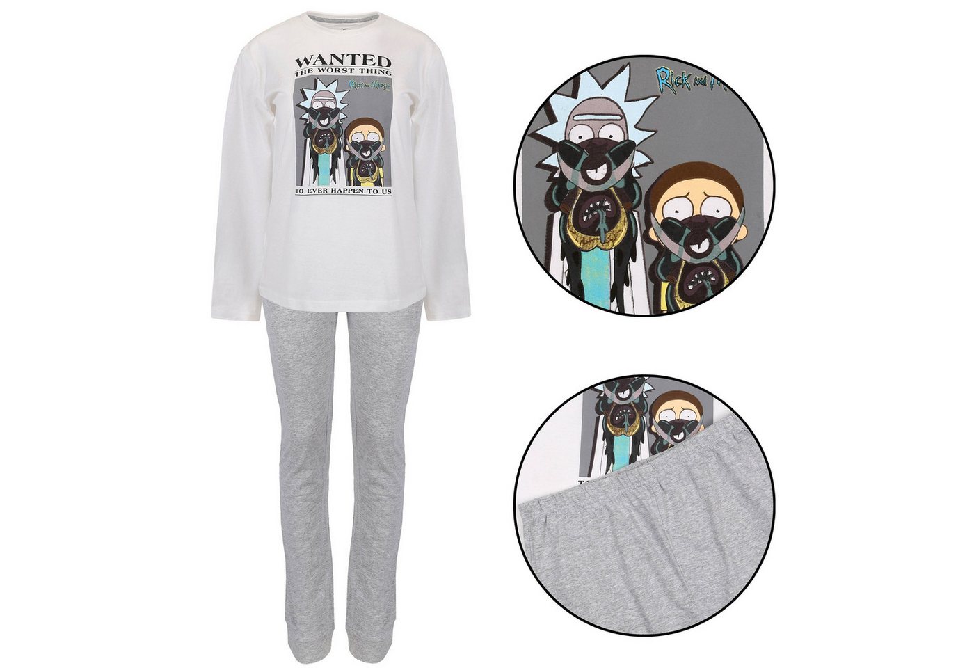 Sarcia.eu Schlafanzug Rick and Morty weiß-grauer Jungen Schlafanzug mit langer Hose, 134 von Sarcia.eu