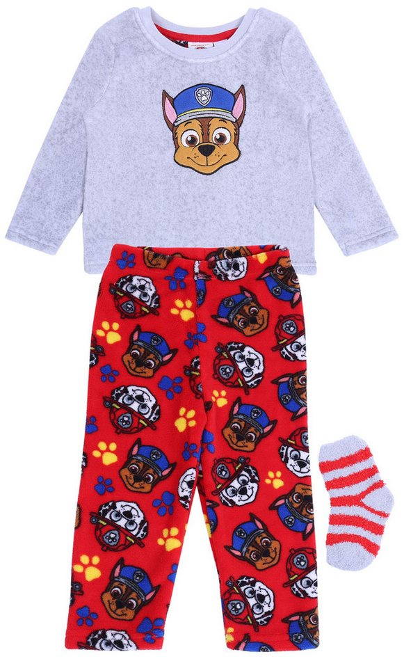 Sarcia.eu Schlafanzug Rotgrauer Schlafanzug + HUNDDSTREIFE Socken 3-4 Jahre von Sarcia.eu