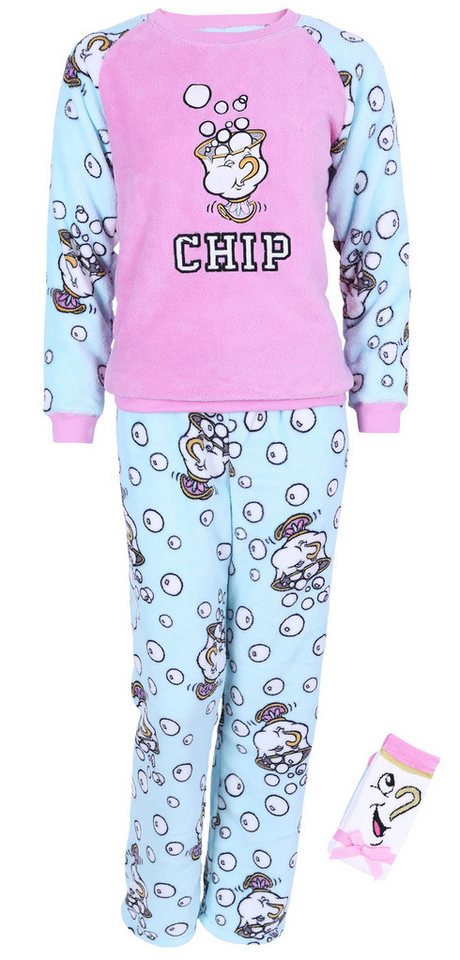 Sarcia.eu Schlafanzug Schlaf-Set Pinkes Pyjama mit Socken Die Schöne und das Biest DISNEY S von Sarcia.eu