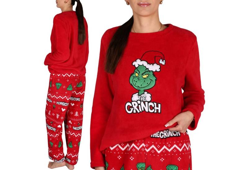 Sarcia.eu Schlafanzug Grinch Weihnachtspyjama Damen, rot, zweiteilig, warmes POLAR Pyjama von Sarcia.eu