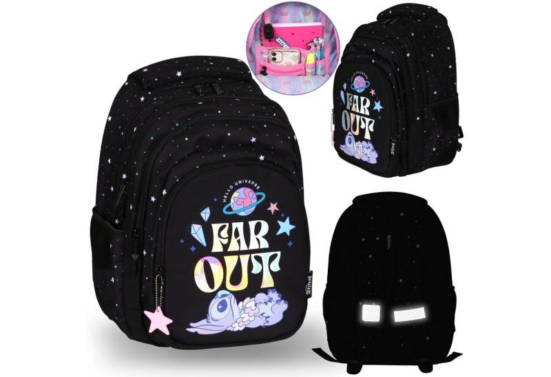 Sarcia.eu Schulrucksack DISNEY Stitch schwarzer Rucksack für Mädchen, verstärkt, Reflektoren von Sarcia.eu