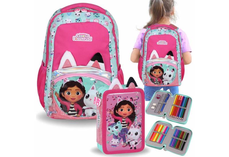 Sarcia.eu Schulrucksack Gabby’s Dollhouse Schulset: Rucksack + Mäppchen mit Zubehör (2-tlg) von Sarcia.eu