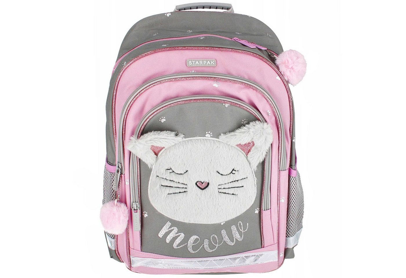 Sarcia.eu Schulrucksack Rosa-grauer Mädchen Schulrucksack mit Reflektor 40x29x20cm von Sarcia.eu