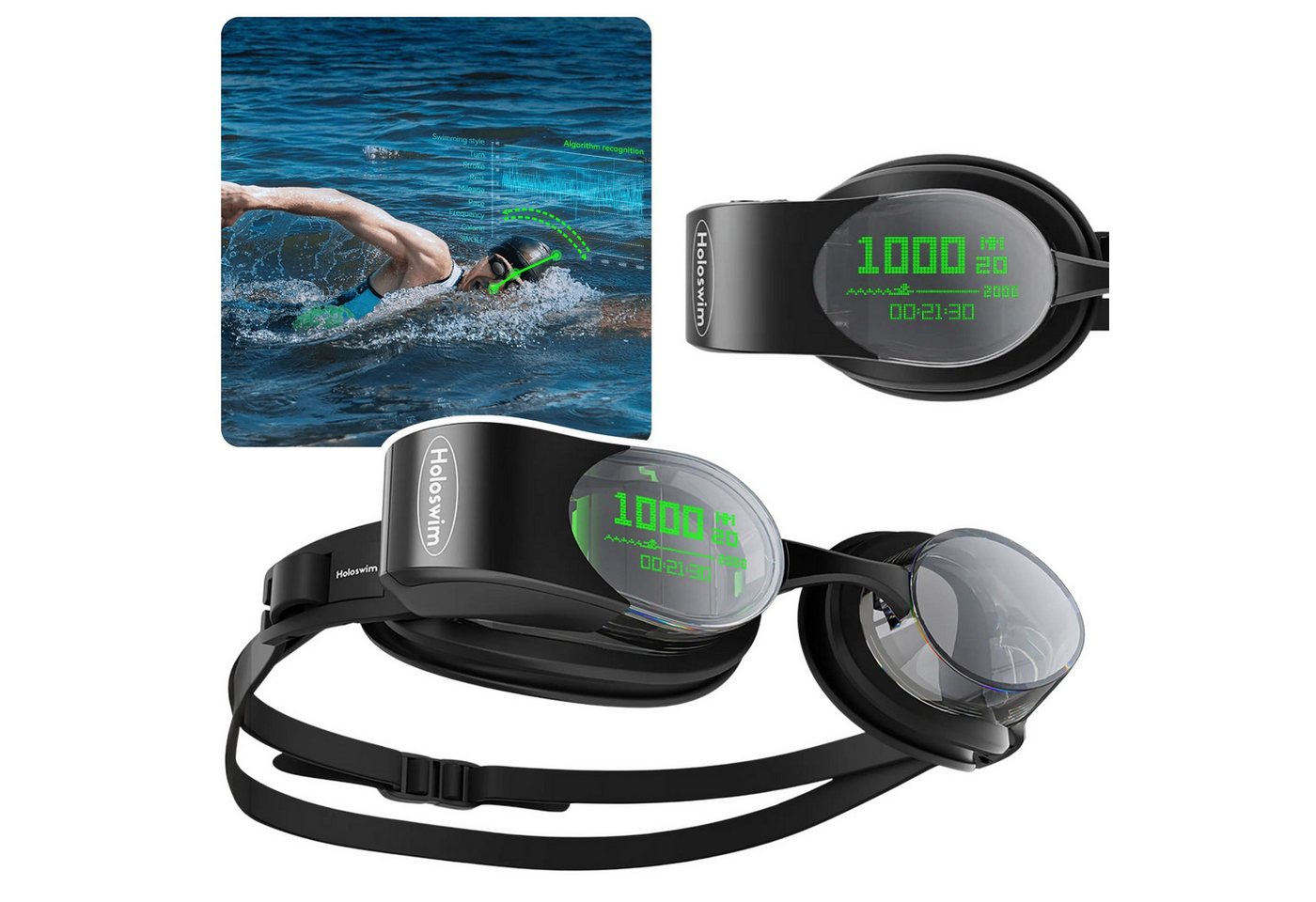 Sarcia.eu Schwimmbrille Holoswim 2 Pro intelligente Schwimmbrille – Datenanzeige, KI, IPX8 von Sarcia.eu