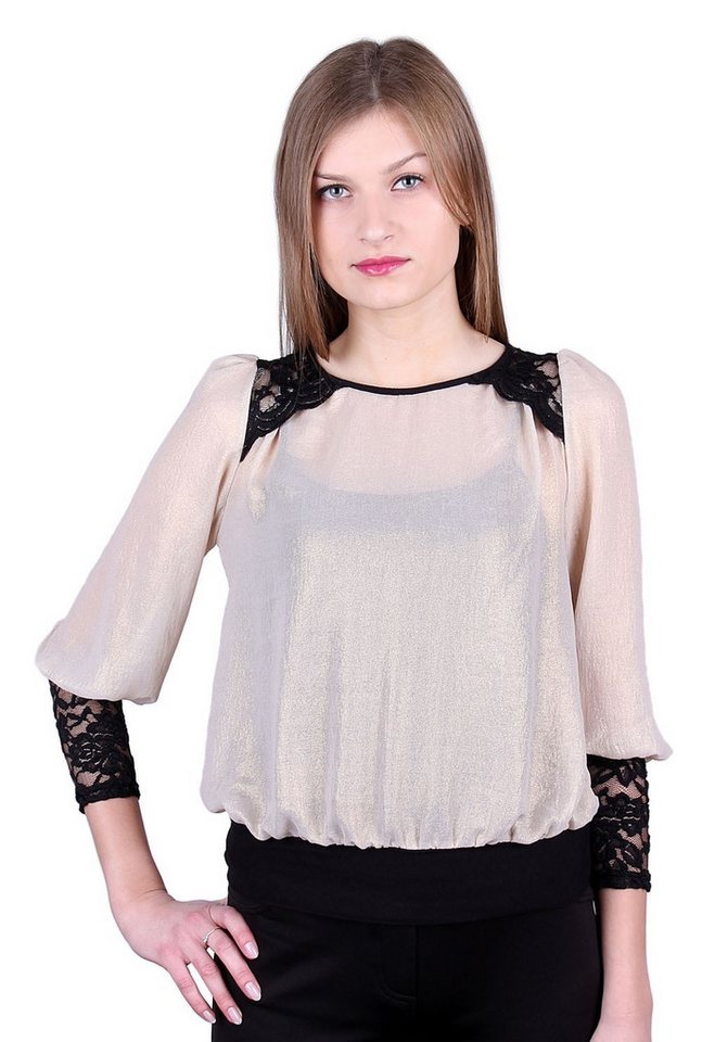 Sarcia.eu Spitzenbluse John Zack Gold schimmernde Spitzenbluse XL von Sarcia.eu