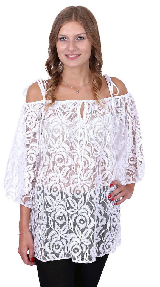 Sarcia.eu Spitzenbluse John Zack Weiße Bluse aus Spitze, schulterfrei S-M von Sarcia.eu