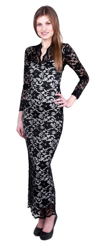 Sarcia.eu Spitzenkleid Maxi-Kleid Spitze Schwarz kontrastierendes Innenfutter 4XL von Sarcia.eu