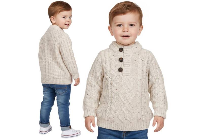Sarcia.eu Strickpullover Beiger, warmer Kinderpullover mit Knöpfen, Winterpullover für Jungen von Sarcia.eu