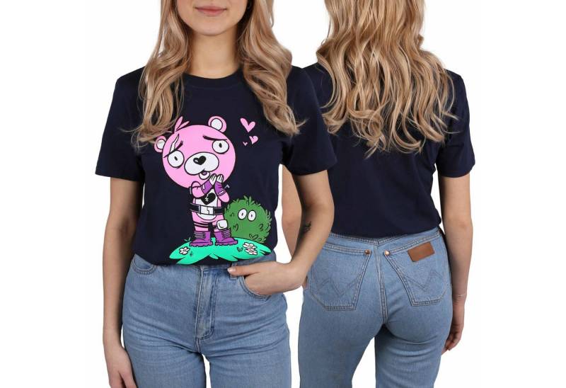 Sarcia.eu T-Shirt Marineblaues Kurzarm-T-Shirt für Frauen mit rosa Fortnite-Teddybär M von Sarcia.eu